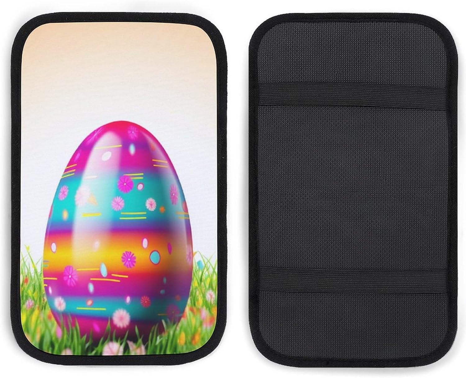 Colorful Easter Egg Car Armrest Cover Auto Center Console Pad Car Accessories Non Slip Soft Armrest Seat Box Cushion Waterproof Vehicle Armrest Protector for SUV Truck Car