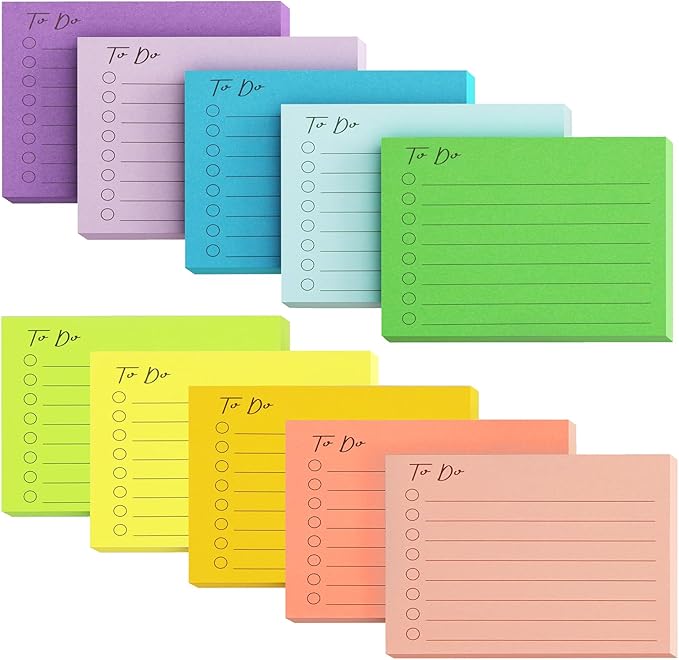 EOOUT 10 Pack Lined Sticky Notes, 500 Sheets to Do List