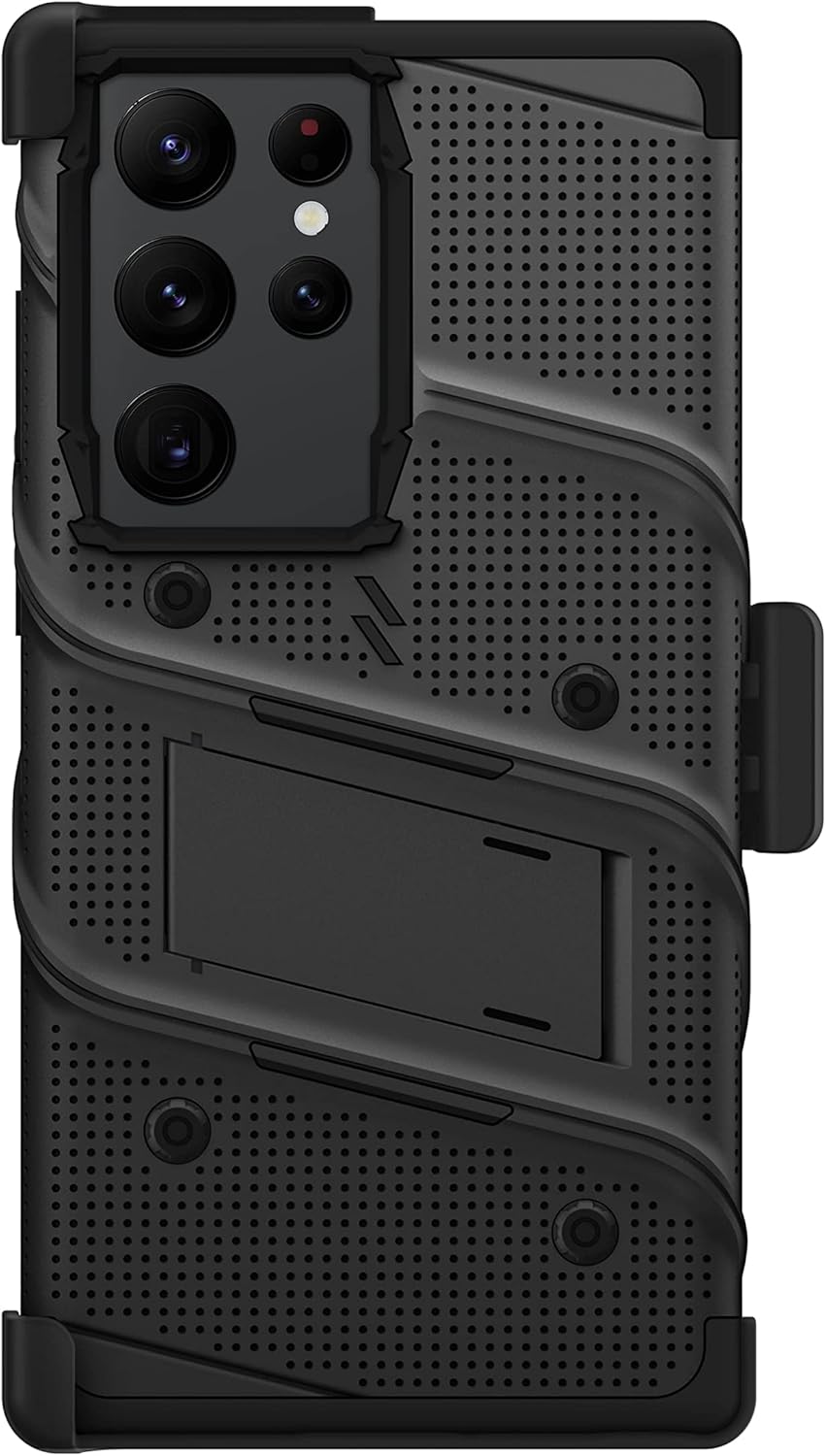 Zizo Bolt Bundle for Galaxy S23 Ultra Case with Screen Protector Kickstand Holster Lanyard - Black, Black/Black, BOLT-SAMGS23U-BKBK