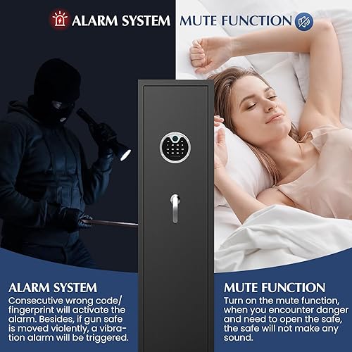 Miniatura 9 de Caja fuerte para pistola de rifle de 55 pulgadas, teclado digital, caja fuerte para rifle y pistolas caseras, acceso rápido para 5 pistolas con