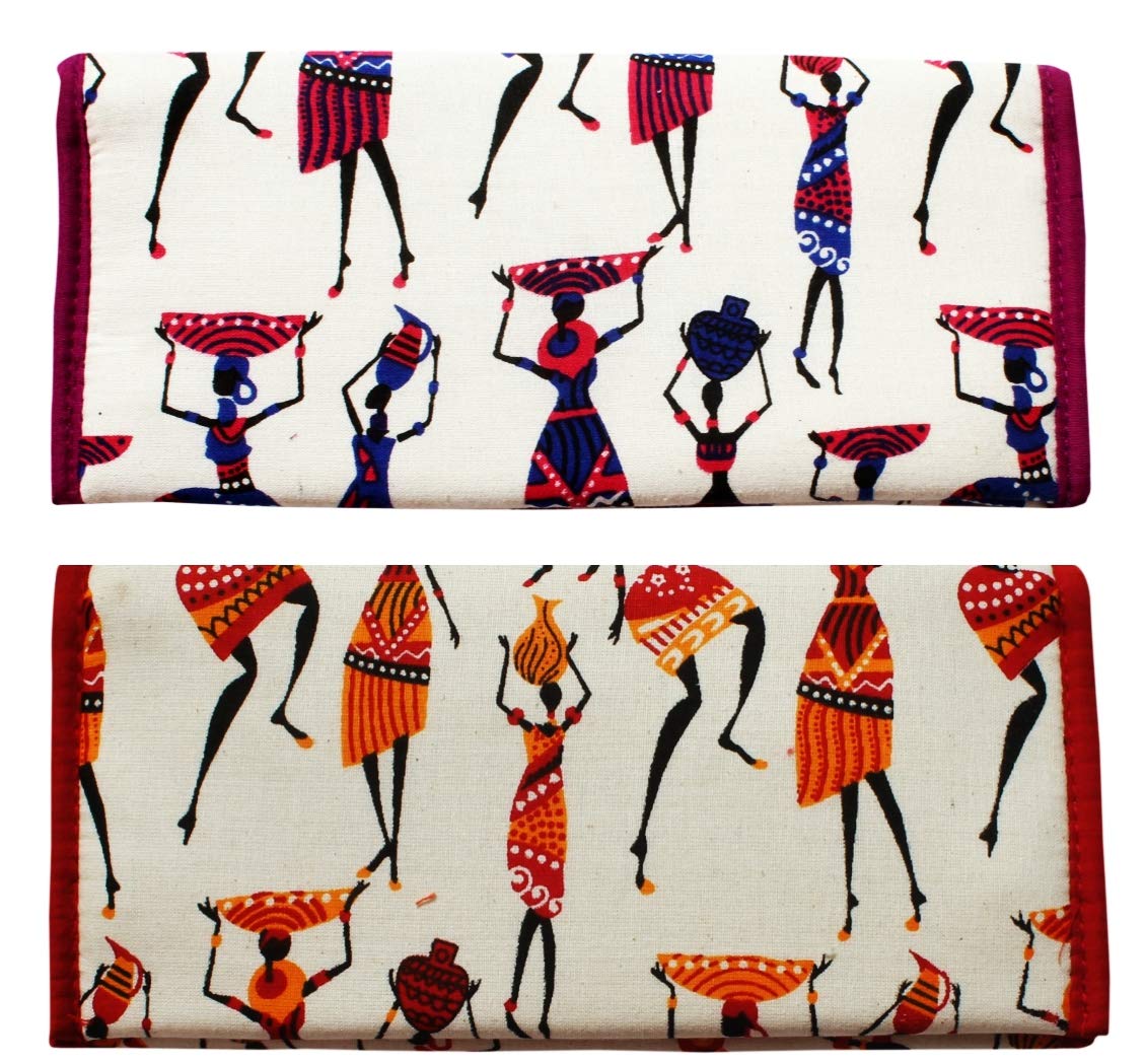 mandhania Handcrafted Warli Print Women Wallet|Clutch|Ladies Purse Pack 2-picture-1