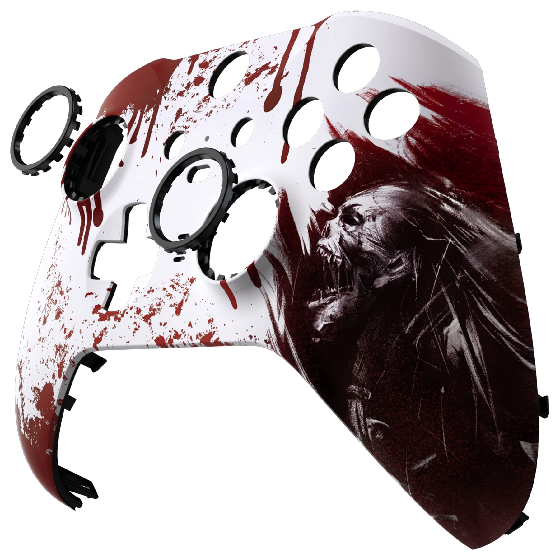 eXtremeRate Coque avant de boîtier pour Xbox One Elite Series 2, plaque frontale personnalisée avec anneaux d'accentuation pour manette Xbox Elite 2 Core (modèle 1797) - Blood Zombie