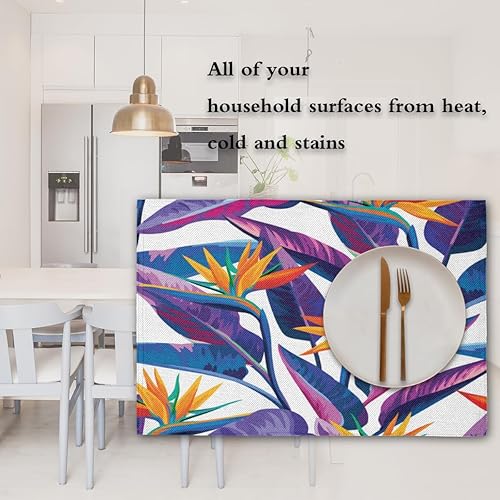 Miniatura 7 de Leaf Decor Design Placemats Set of 4 Table Mats Washable Placemat Waterproof Place Mats for Party Home Dining Table Decor 18x12 in