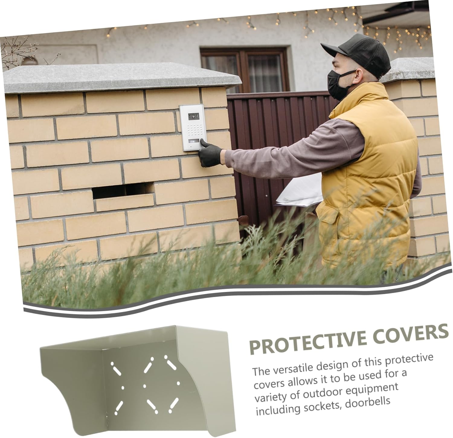 Waterproof Doorbell Cover Rainproof Plastic Chime Protector for Outdoor Use Splash-proof Weatherproof Shell 1-Piece