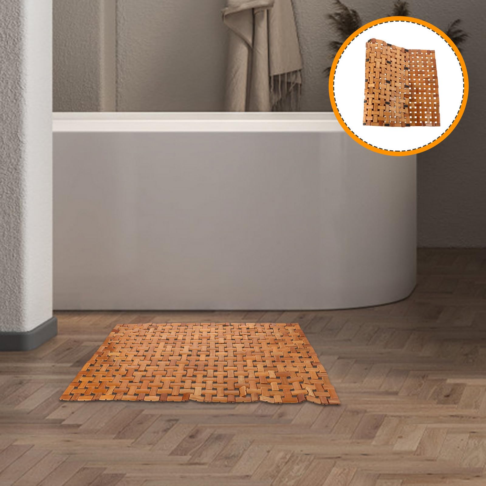 PRETYZOOM Alfombrilla de Bañera de Bambú Plegable Antideslizante para SPA