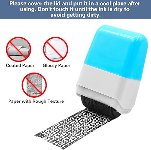 Miniatura 6 de Sello de robo de identidad, sellos de rodillo de protección de identidad con paquete de 2 recambios de tinta, 2 sellos de rodillo confidenciales