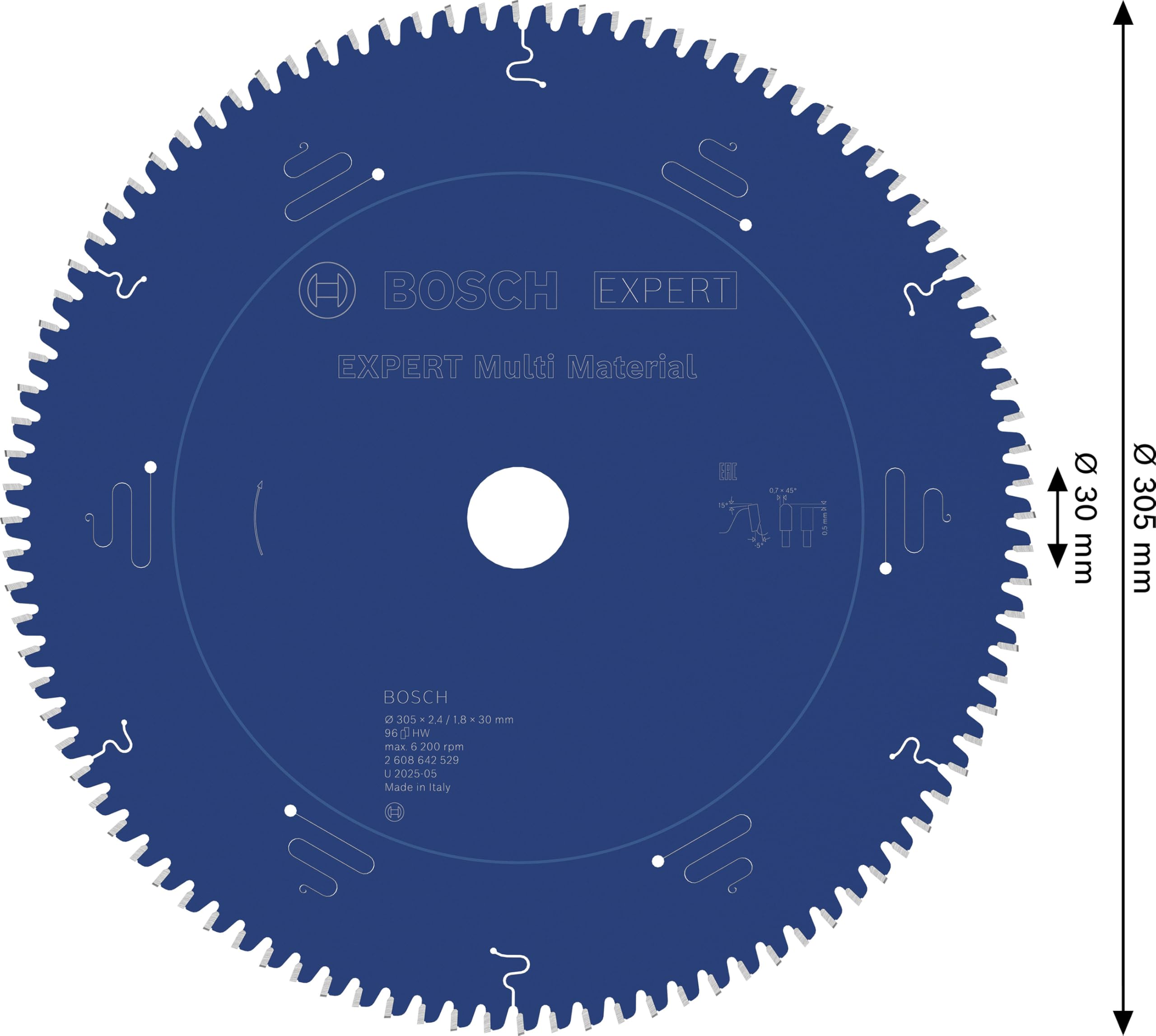 Bosch 2608642529 dairesel testere bıçağı Expert for çok aşamalı 305 x 30 x 2.4 mm Z96T