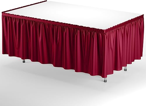 Miniatura 181 de Exquisite Falda de mesa con volantes, color marrón, paquete de 2 faldas de mesa de 14 pies de largo para mesas rectangulares de 6 pies o faldas