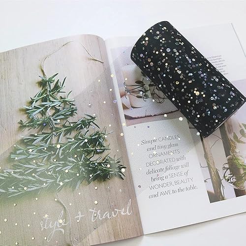 Miniatura 1 de DADAXIE - Rollos de tul con purpurina láser, rollo decorativo de tela de tul de 6 x 50 yardas (150 pies), color brillante para camino de mesa,