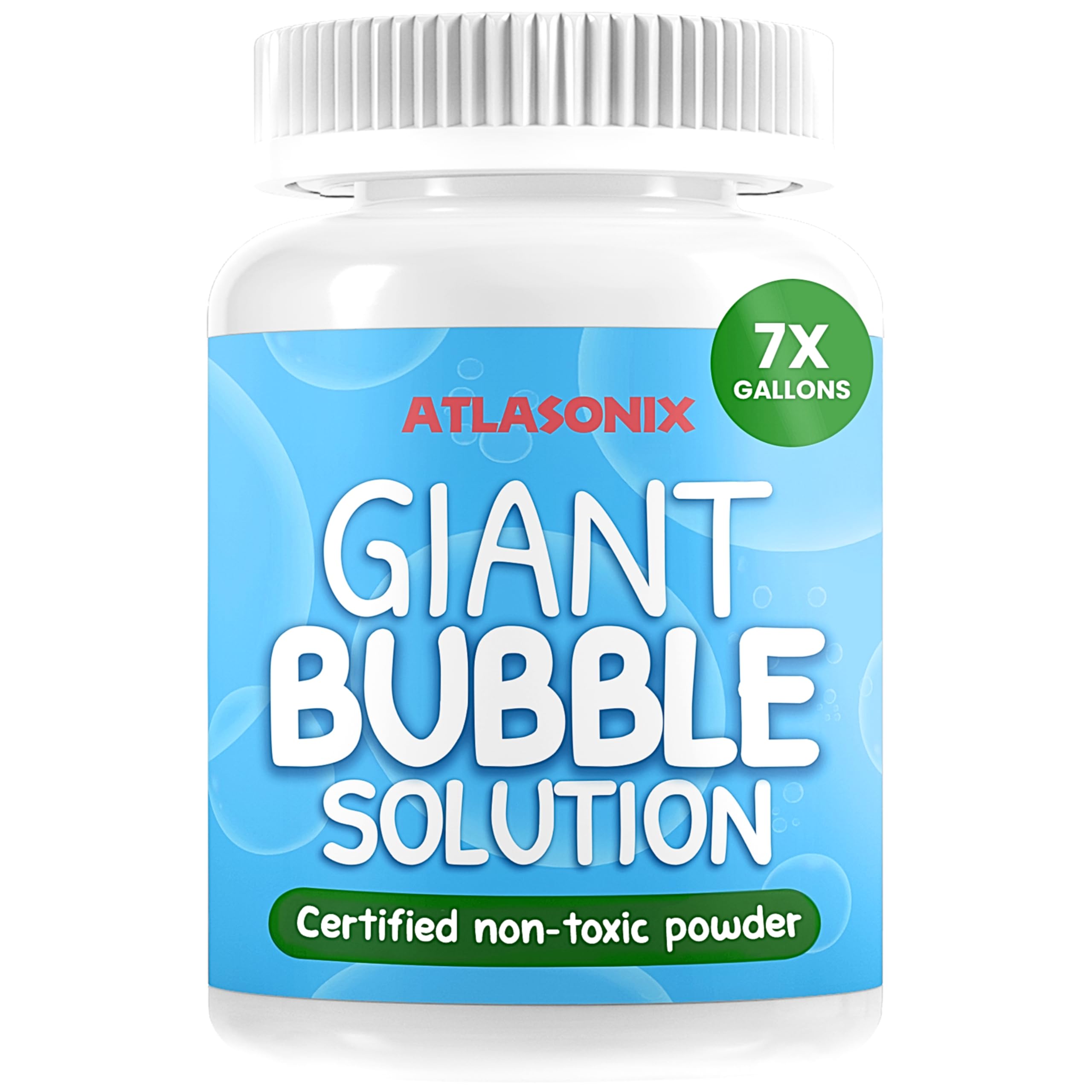 Atlasonix Giant Bubble Mix for Kids - Non Toxic All Natural Bubble Concentrate - Makes 7 Gallons of Pure Bubble Solution - Birthdays, Outdoor Family Fun for Girls and Boys