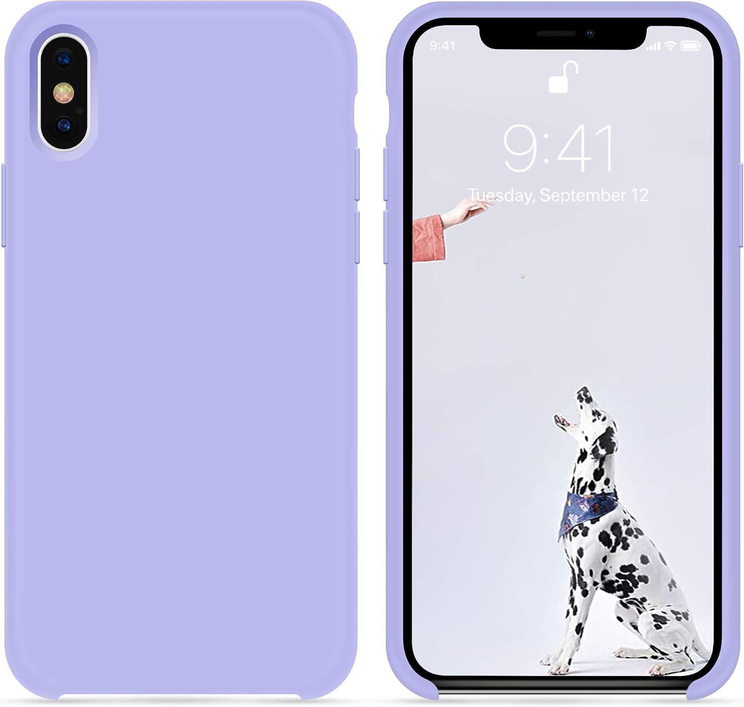OTOFLY for iPhone X XS Case, [Silky and Soft Touch Series] Premium Soft Button Silicone Rubber Full-Body Protective Bumper Case Compatible with Apple iPhone X/iPhone Xs 5.8 inch， (Light Lilac)