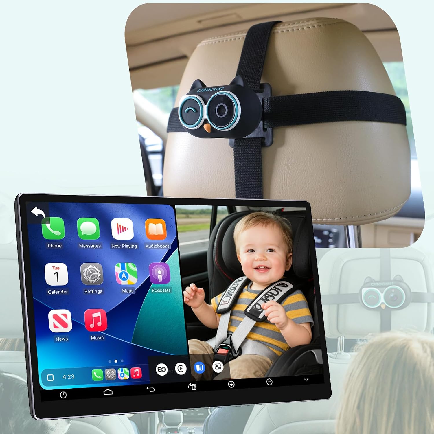 OTTOCAST Baby Car Camera with Wireless CarPlay Adapter | Uses your car’s built-in screen, no extra monitor needed Monitor Baby While Driving