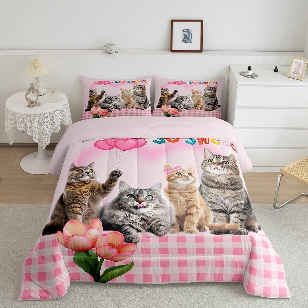 Manfei Cute Panda Kids Comforter Set Twin Size, Animal Theme Down Comforter, Green Tree Leaves Panda Bedding Set for Boys Girls Adults Bedroom Decor, Lightweight Duvet Insert, 1 Pillowcase