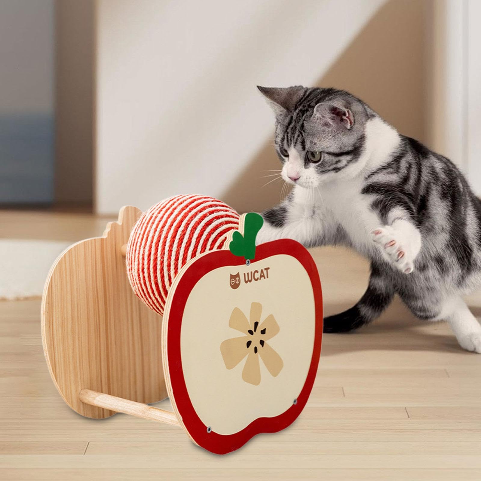 Tiragraffi per Gatti, Giocattolo tiragraffi in sisal, Palla Rotante per Conigli e cincillà