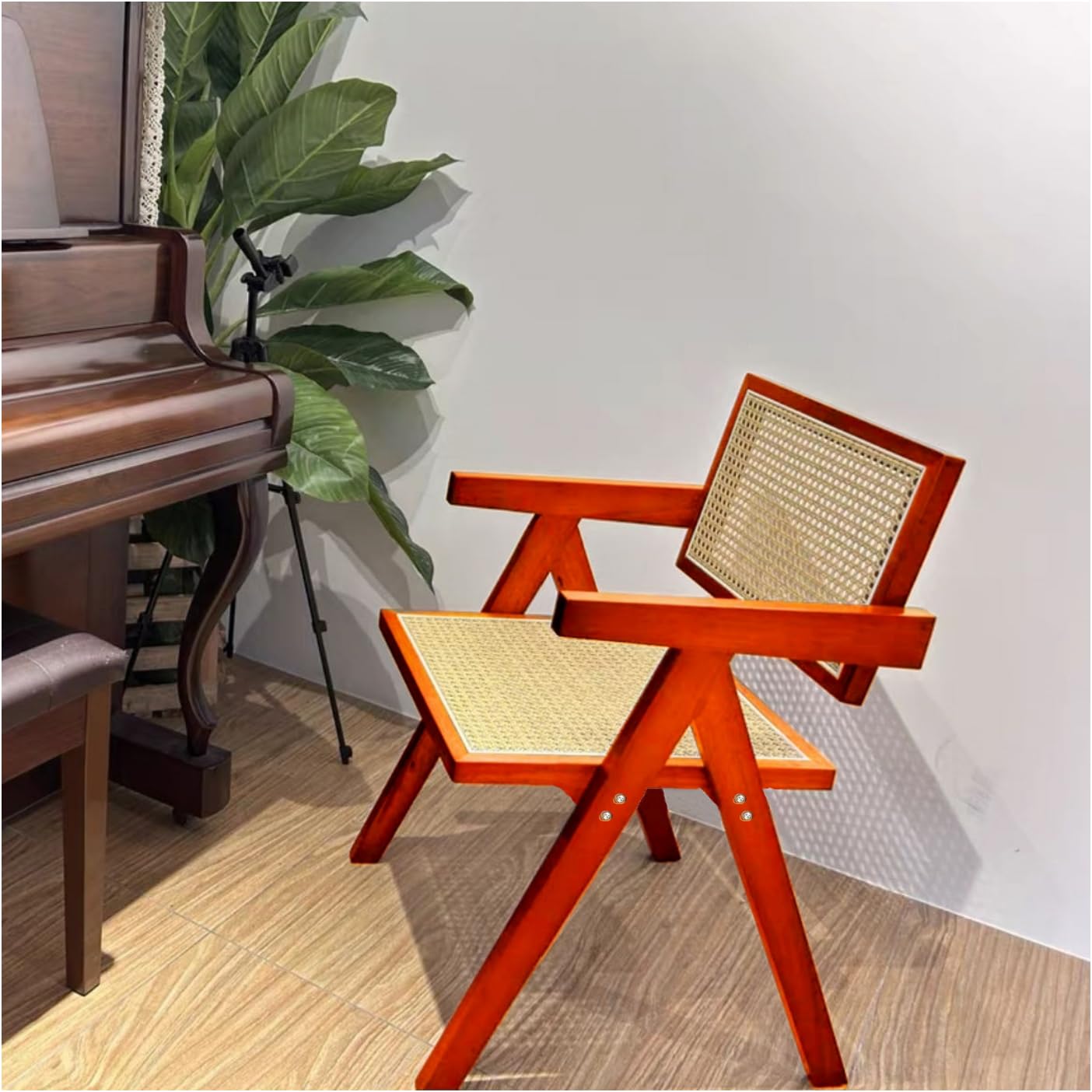 訳あり品　写真をご確認 木製アーム付きラタンチェア SF23-③ 訳あり品 写真をご確認 木製アーム付きラタンチェア SF23-③