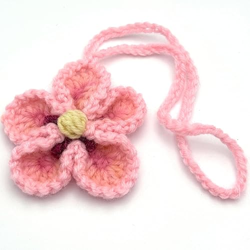 Handmade Crochet Hibiscus Flower Car Hanging Ornament - Hawaiian Tropical Rear V