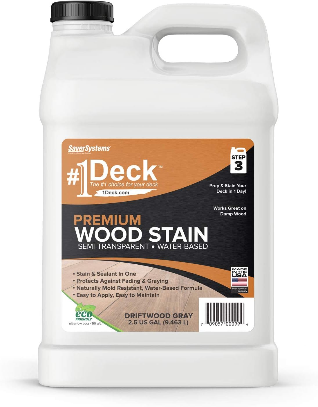 ❤ Crazy Deals #1 Deck Premium Semi-Transparent Wood Stain for Decks, Fences, Siding - 2.5 Gallon (Driftwood Gray)
