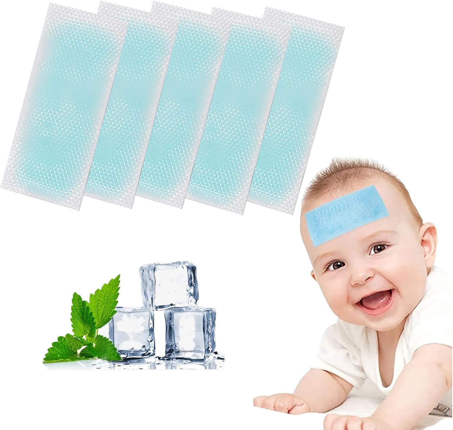 20 Sheets Cooling Fever Patch for Kids, Cooling Forehead Strips Cooling Gel Pads for Baby Children Adult Migraine Soothing, Relieve Headache, Toothache Pain, Sunstroke, Drowsiness, Fatigue, Refreshing