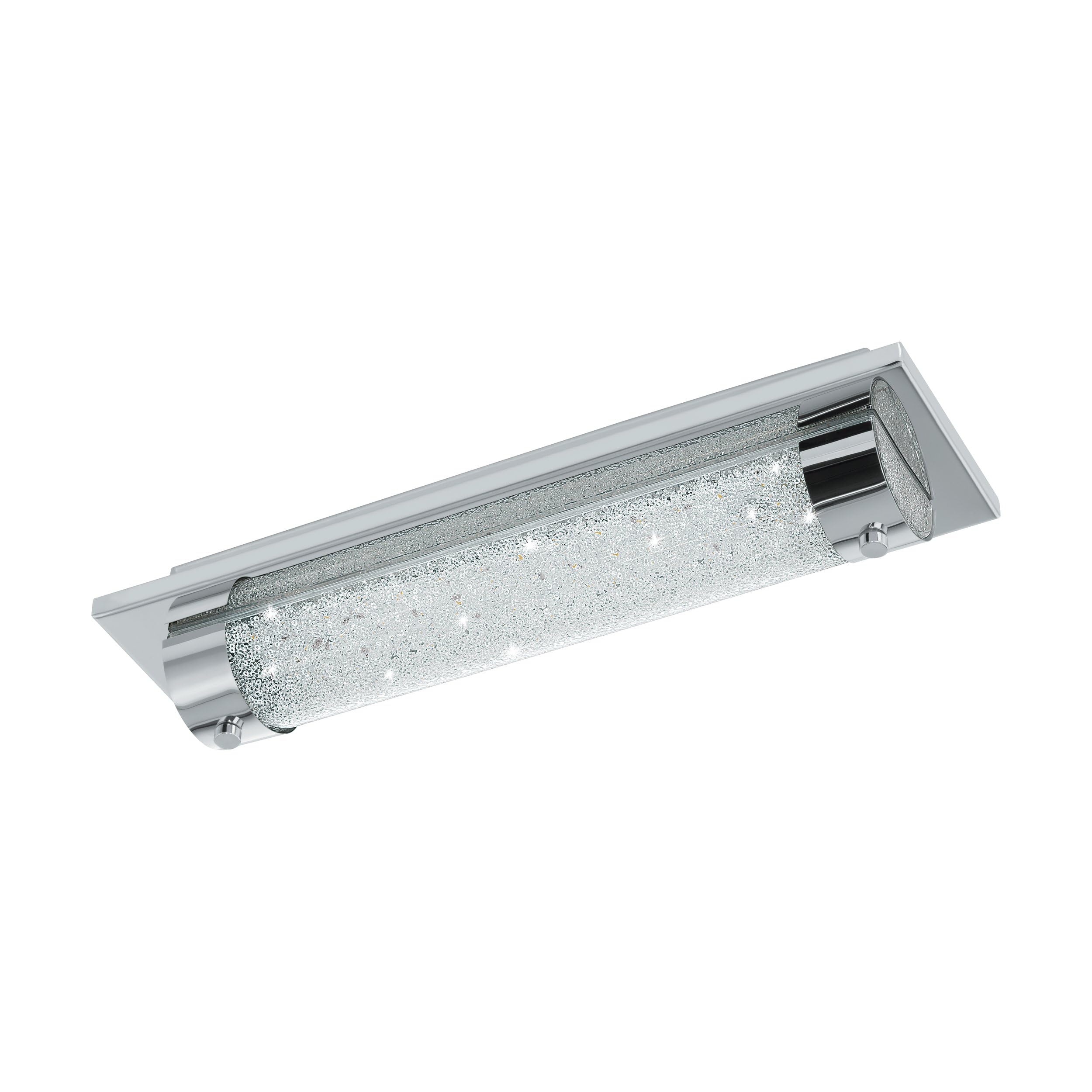EGLO LED Deckenleuchte Tolorico, 1 flammige Wandlampe Bad | Badezimmer Lampe aus Edelstahl, Glas und Kristall in Chrom, Klar, LED Feuchtraumleuchte neutralweiß, IP44, L 35 cm