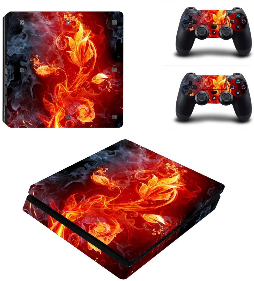 Elton Flower Fire Theme 3M Skin Sticker Cover for PS4 Slim Console and Controllers [video game] (B06XJQSV3C) Amazon Price History, Amazon Price Tracker