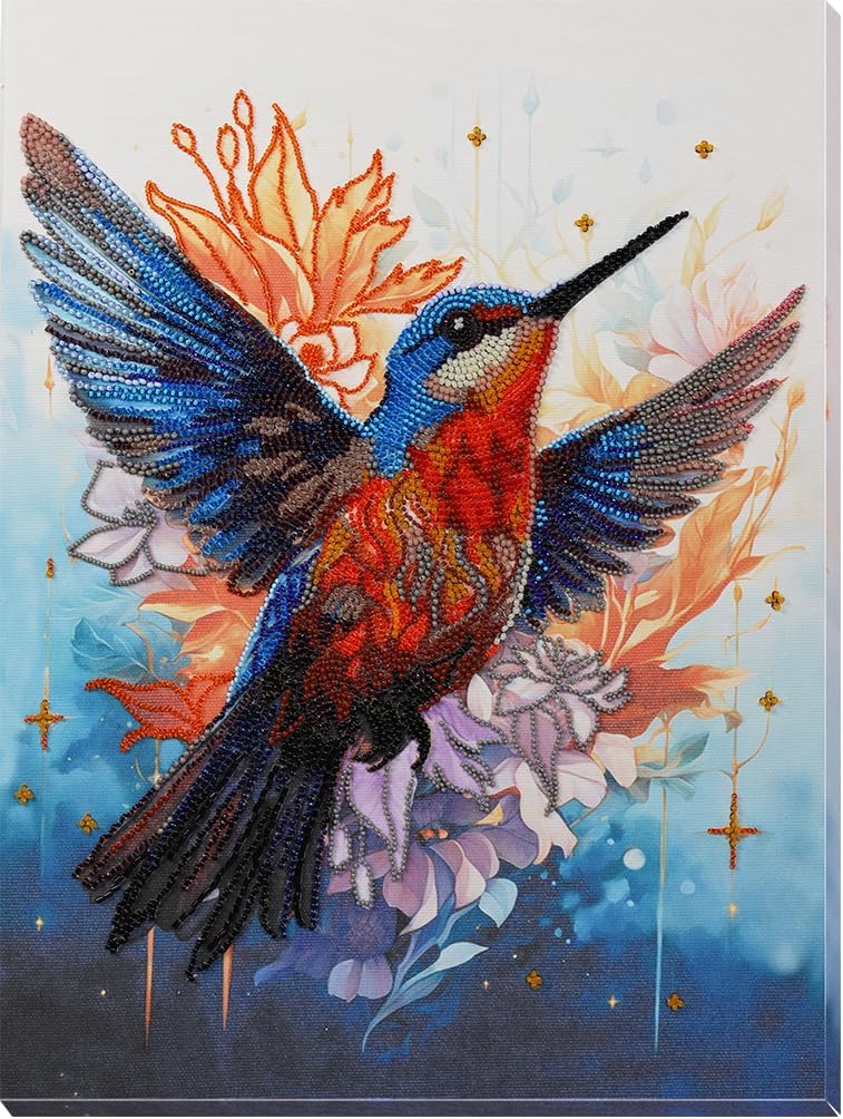 Wizardi Bead Embroidery Kit - A Colorful Flap of a Wing. Colorful Beads, Beading Needles. DIY Kit. Embroidery for Beginners. Home Decor. AB-901 Abris Art