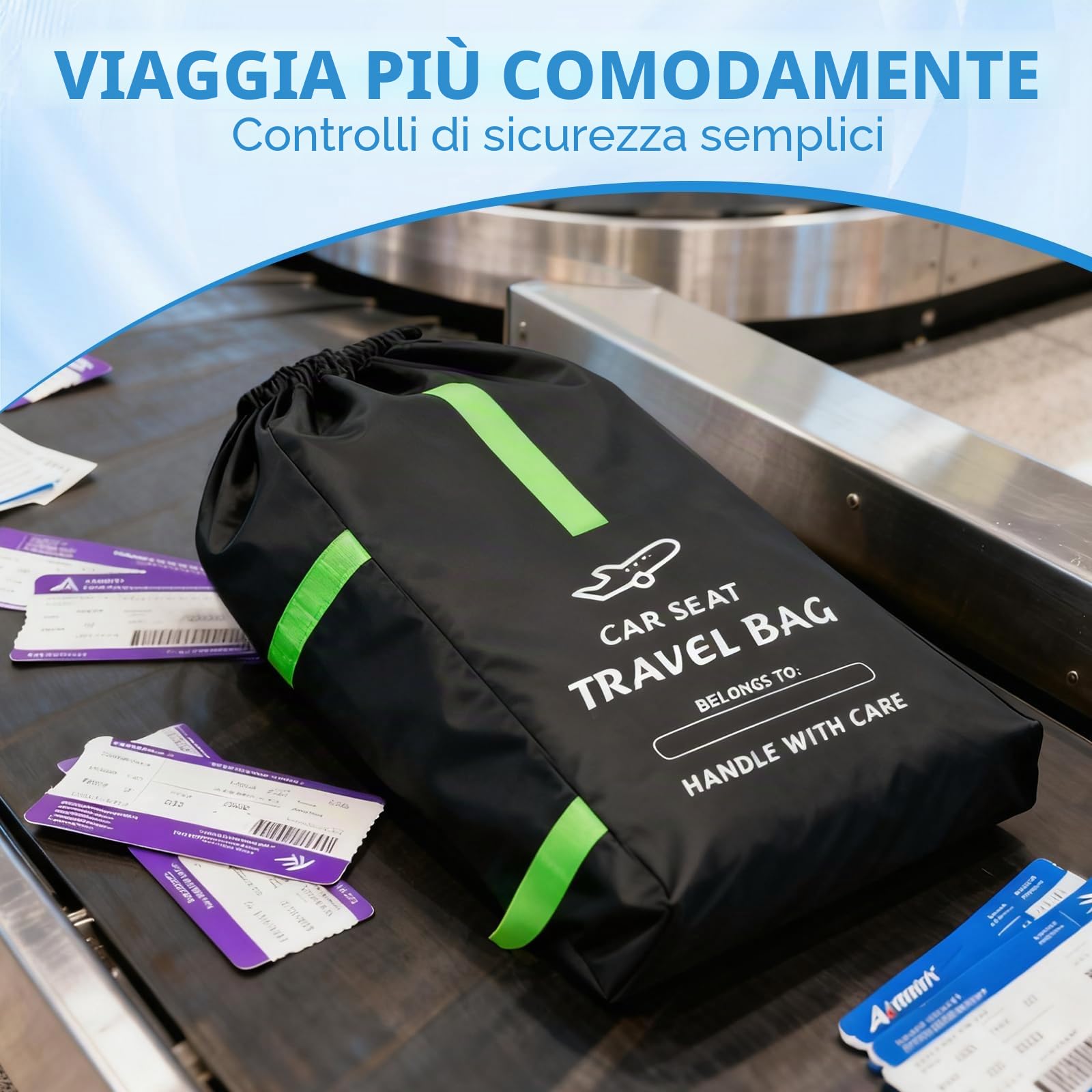 Borsa da trasporto per seggiolino auto per neonati, 34 × 18 × 18 pollici, Borsa impermeabile in tessuto Oxford 600D, Compatibile con Maxi-Cosi, Nuna, Cybex, Borsa per passeggino per viaggi in aereo