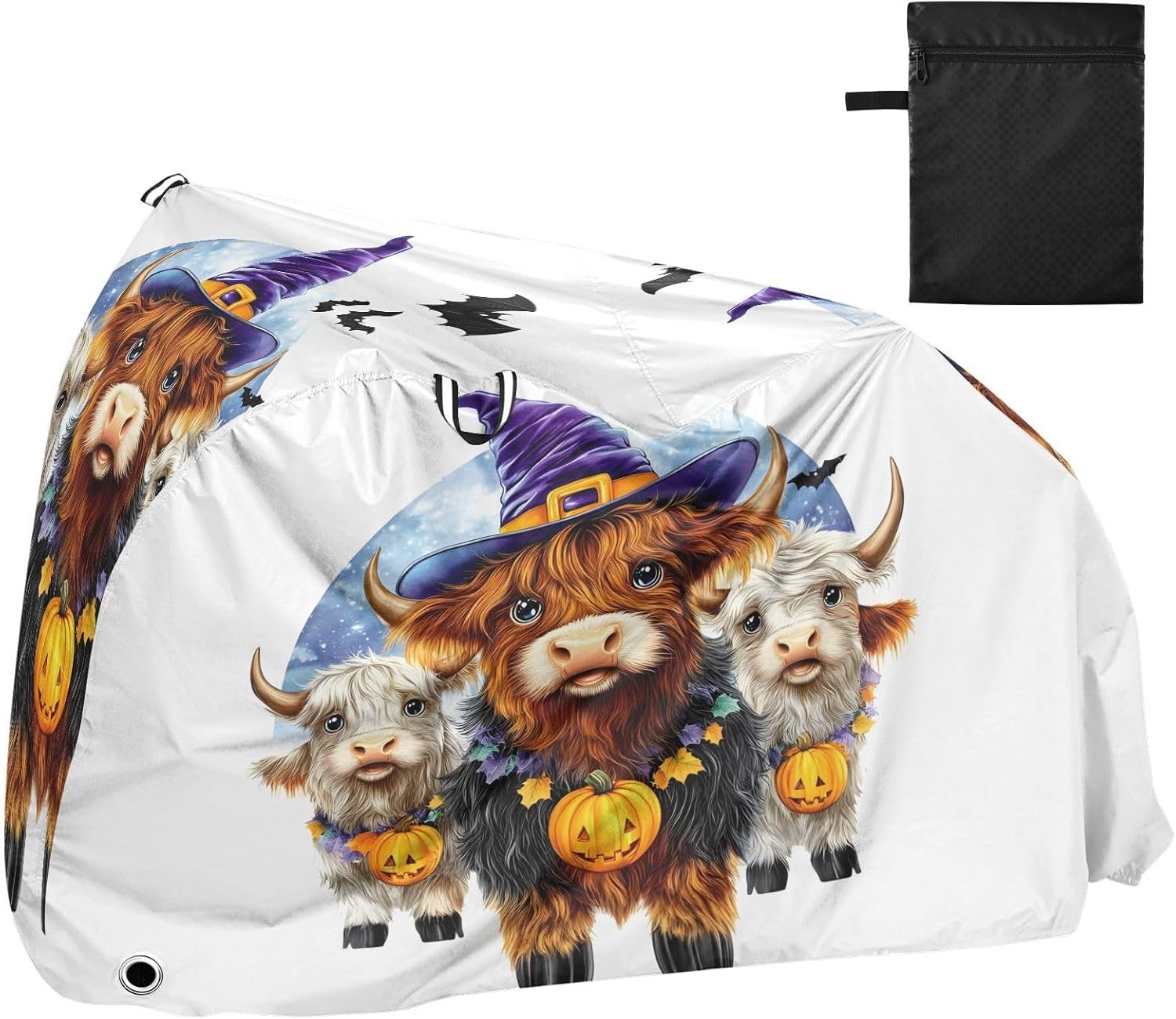 ALAZA Highland Cows Halloween Bike Cover Waterproof Outdoor Ebike Bicycle Covers Tarp Protection for 1/2 Bikes, Sun UV Dust Wind Proof