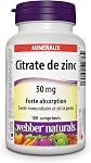 Webber Naturals Zinc Citrate 50 mg, 180 Tablets, For Healthy Skin and Immune Support, Vegan