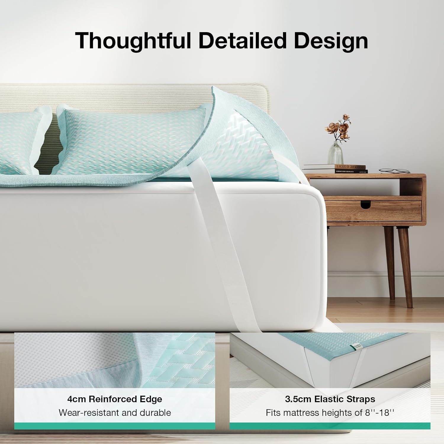 Novilla Summer Sleeping Pad Queen Size(1 Cooling Mat+2 Pillowcases),Sleeping Mat for 8-21" Mattress,Elastic Bandage,Washable & Breathable Mattress Pad for Hot Sleepers,Blue