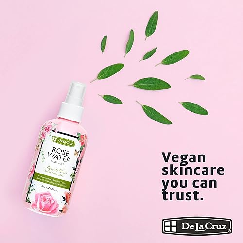 Miniatura 6 de De La Cruz Spray de agua de rosas sin parabenos ni colores artificiales vegano fabricado en Estados Unidos 8 onzas líquidas 1 botella