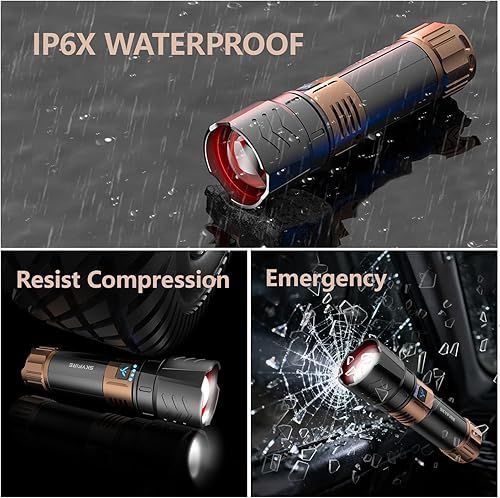 Miniatura 7 de SKYFIRE Linternas recargables de alto lúmenes Plus con lente de encendido, linterna súper brillante de 3000 lm, 7500 mAh, zoom, luz táctica