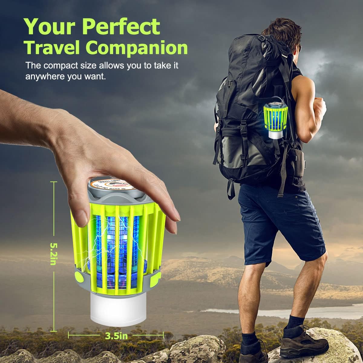 Portable Bug Zapper Outdoor Waterproof Mosquito Zapper 3 in 1 Rechargeable Bug Zapper Camping Fishing Lantern with Flashlights & Emergency Light for Patio Camping Backyard : Patio, Lawn & Garden