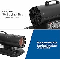 Vista 5 de BILT HARD Calentador diésel de queroseno de aire forzado de 85,000 BTU, calentador portátil de torpedo con control de termostato para exteriores