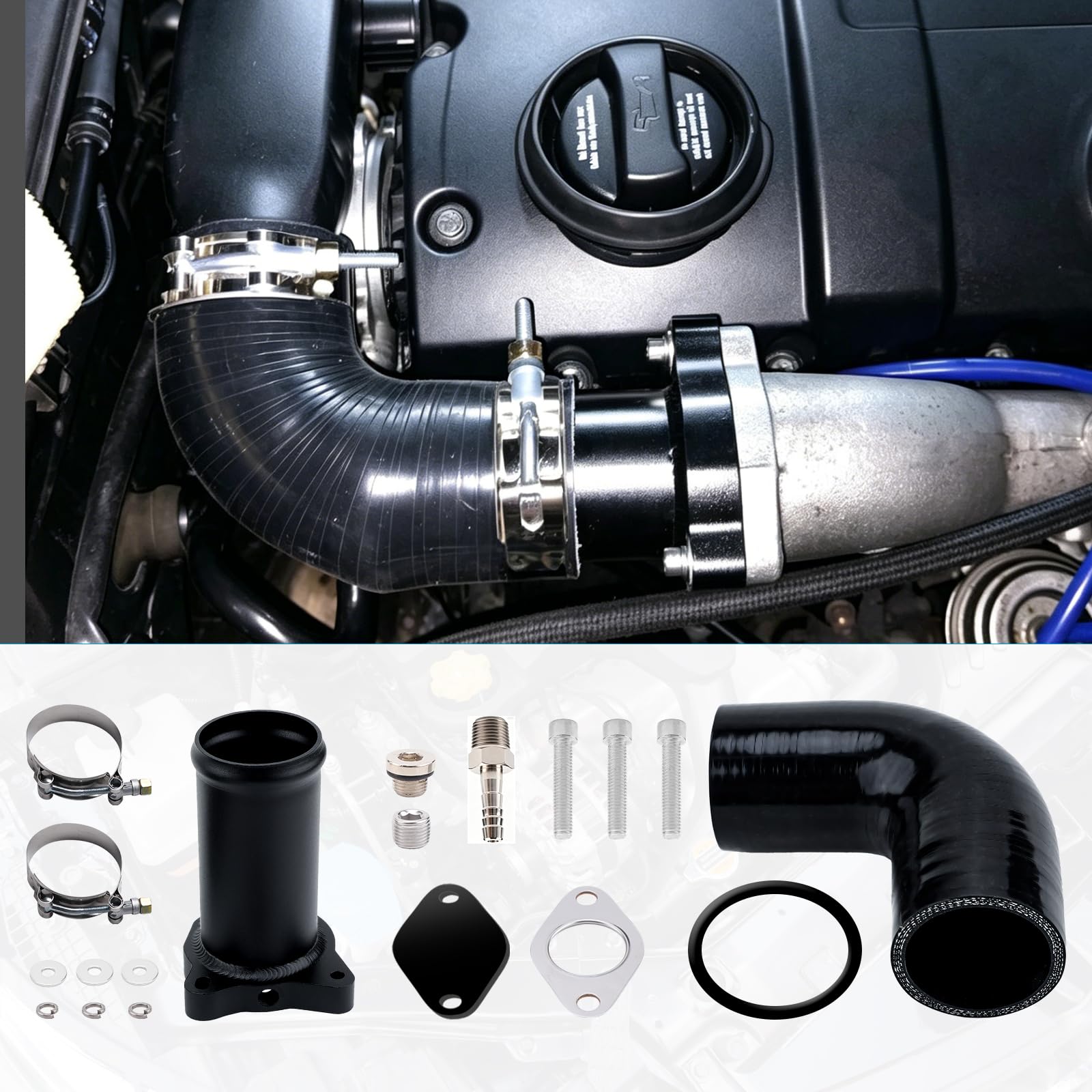 Kit Suppression Vanne EGR 1.9 TDI, EGR Valve Removal 57mm convient pour moteurs ASZ BKC BXE ARL BLT BJB BXF BSW BUK BPX AXC AXB AUY BTB, pour A3 A4 A6 Golf OE 038131501AT 038131501T 038131501AB noir