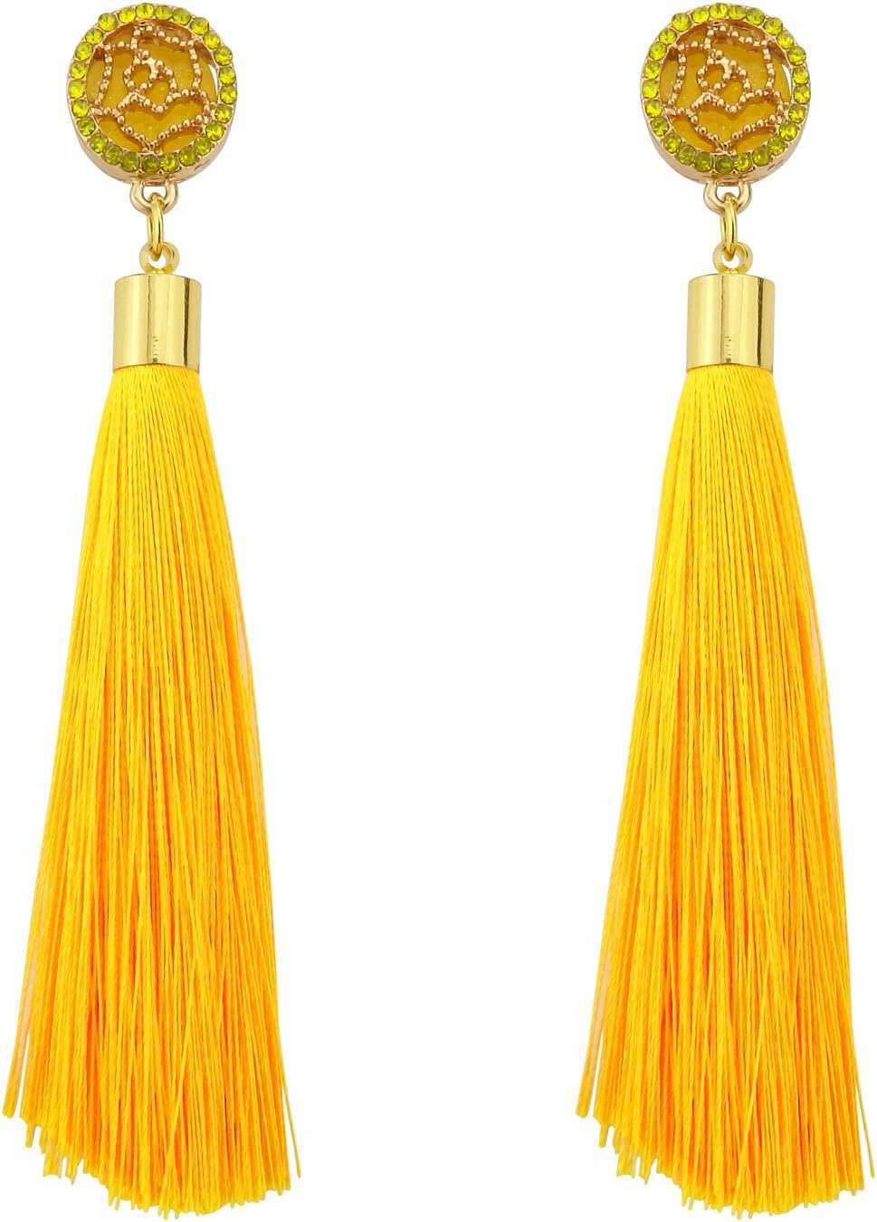 Yellow Tassel Earrings for Women Girls Long Tassel Dangle Earrings