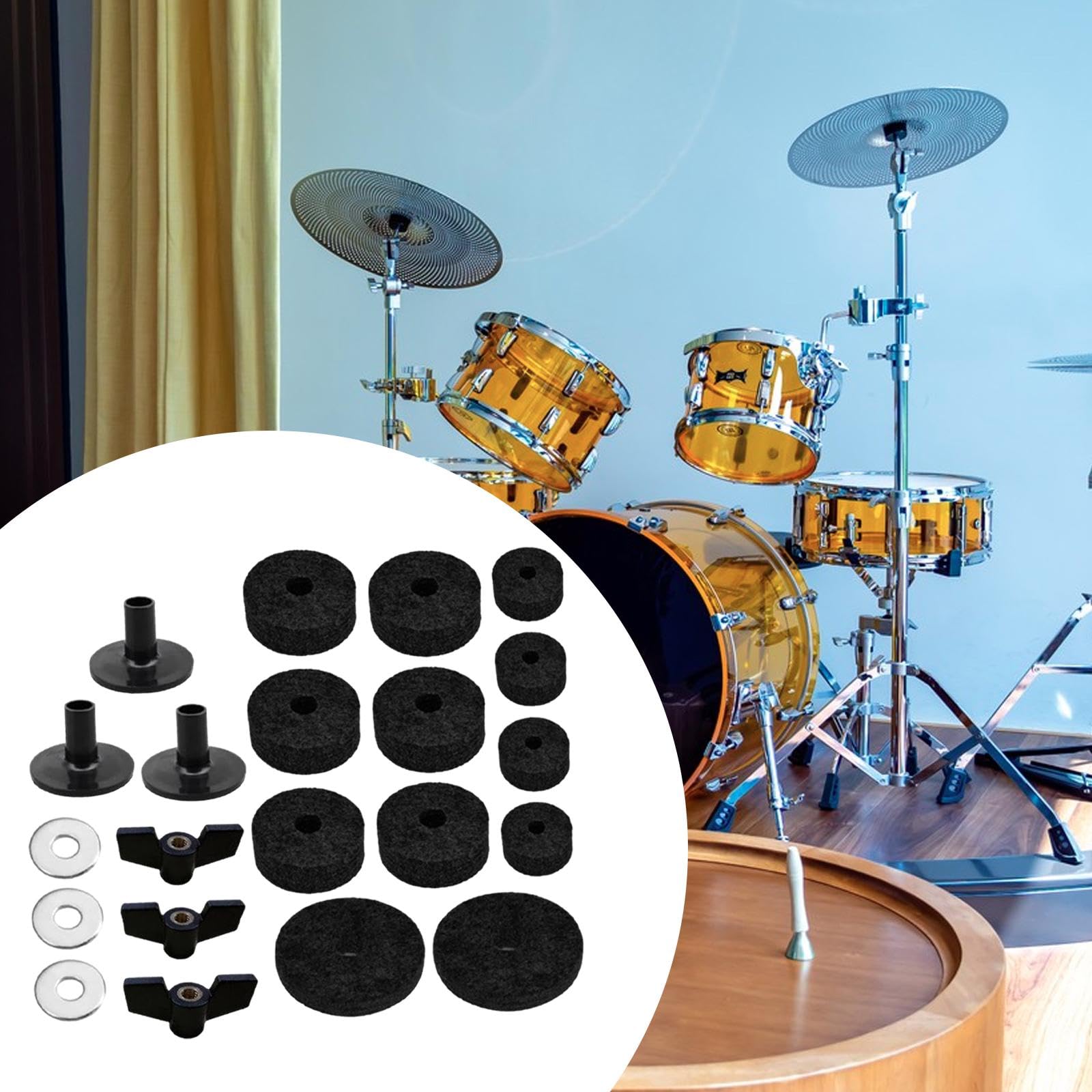 Kit Accessori Piatti Batteria 21 Pezzi - Feltri, Manicotti, Dadi E Rondelle