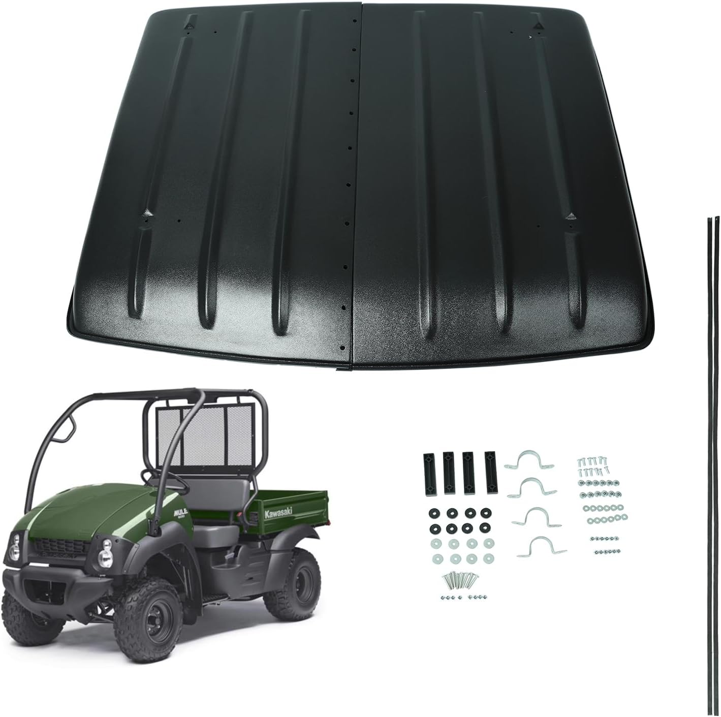 Hard Roof Top Compatible with 2005-2023 Kawasaki Mule 600 610 SX 4X4 UTV Top Black Plastic Replacement for KAF600-005B