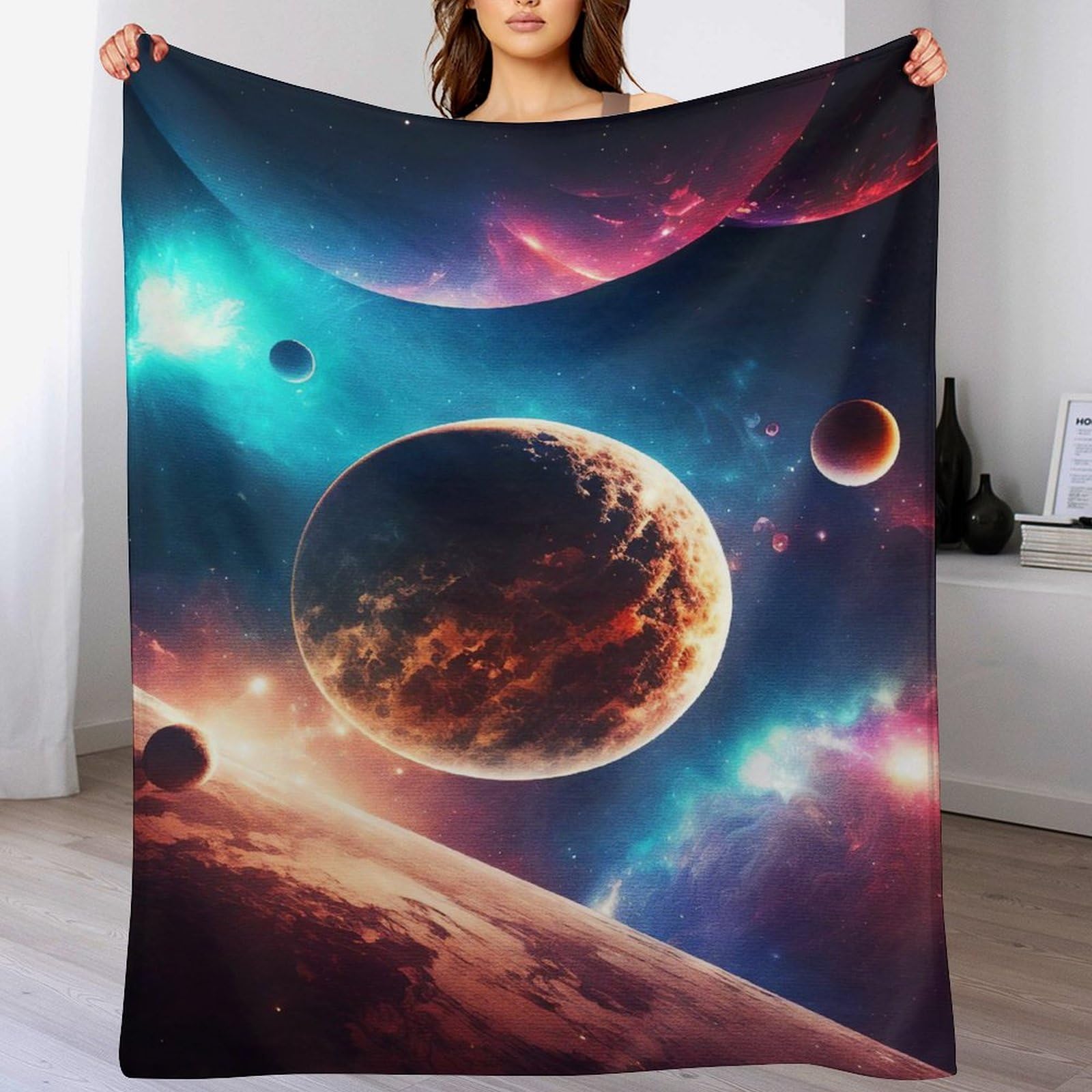 Couverture super douce pour apaiser le sommeil grâce au motif planète ciel étoilé