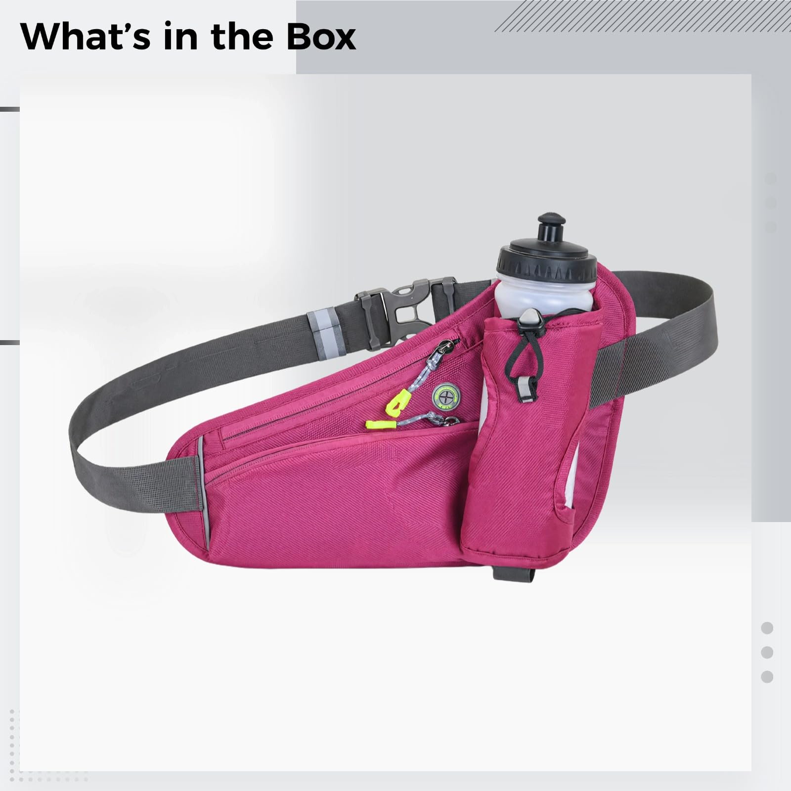 Ceinture d'hydratation de sport réfléchissante avec porte-bouteille d'eau réglable pour téléphone et