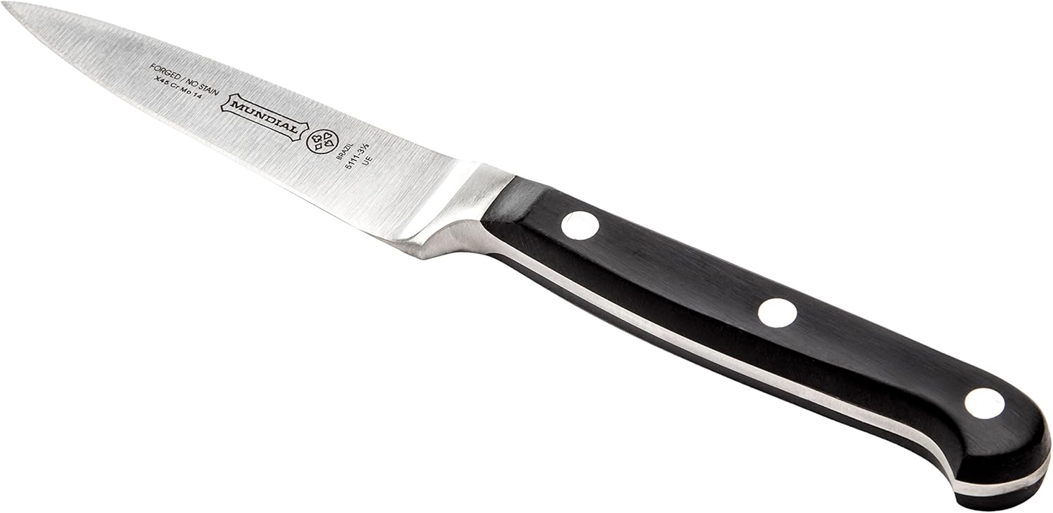 Mundial 5100 Series 3 1/2-inch Paring Knife, Ideal for Vegetables, Ergonomic Design, Durable polyacetal Handle, Fully Forged, Carbon Stainless Steel