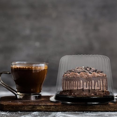 Miniatura 4 de Luxshiny 10 recipientes de plástico para tartas con tapas de cúpula de 4 pulgadas, cajas de mini cupcakes transparentes para postres, magdalenas de