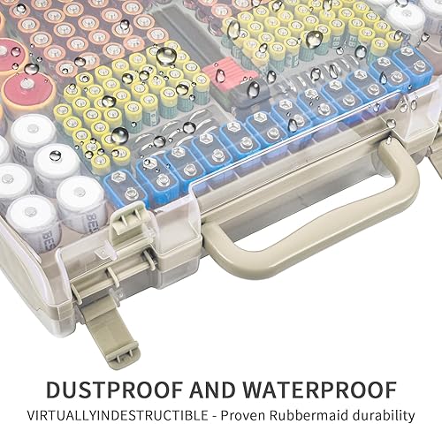 Miniatura 7 de Caja organizadora de baterías con probador, 269 baterías de doble cara, capacidad para pilas AA AAA 4A C D 9V 3V litio LR44 CR2 CR123 CR1632 18650