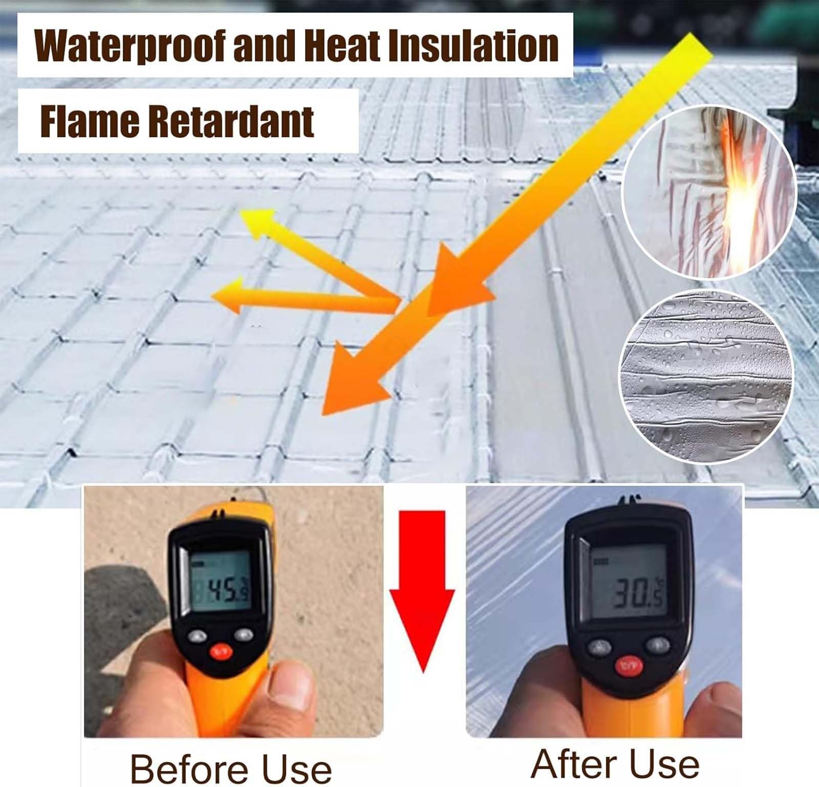 Rotolo Patch di Asfalto Autoadesivo per Tetto Nastro Sigillante Impermeabile Guaina Bituminosa Isolamento Termico Anti UV per Tetto Parasole Pavimento Cucina Grondaie