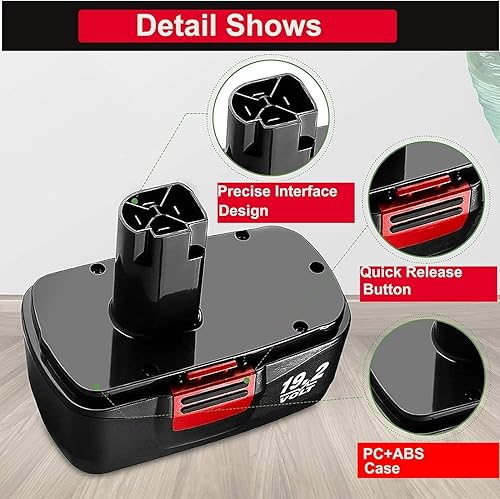 Miniatura 5 de Paquete de 2 baterías de repuesto de 4500 mAh para Craftsman 19.2 V DieHard C3 compatible con Craftsman 19.2 V batería 315.115410 315.11485