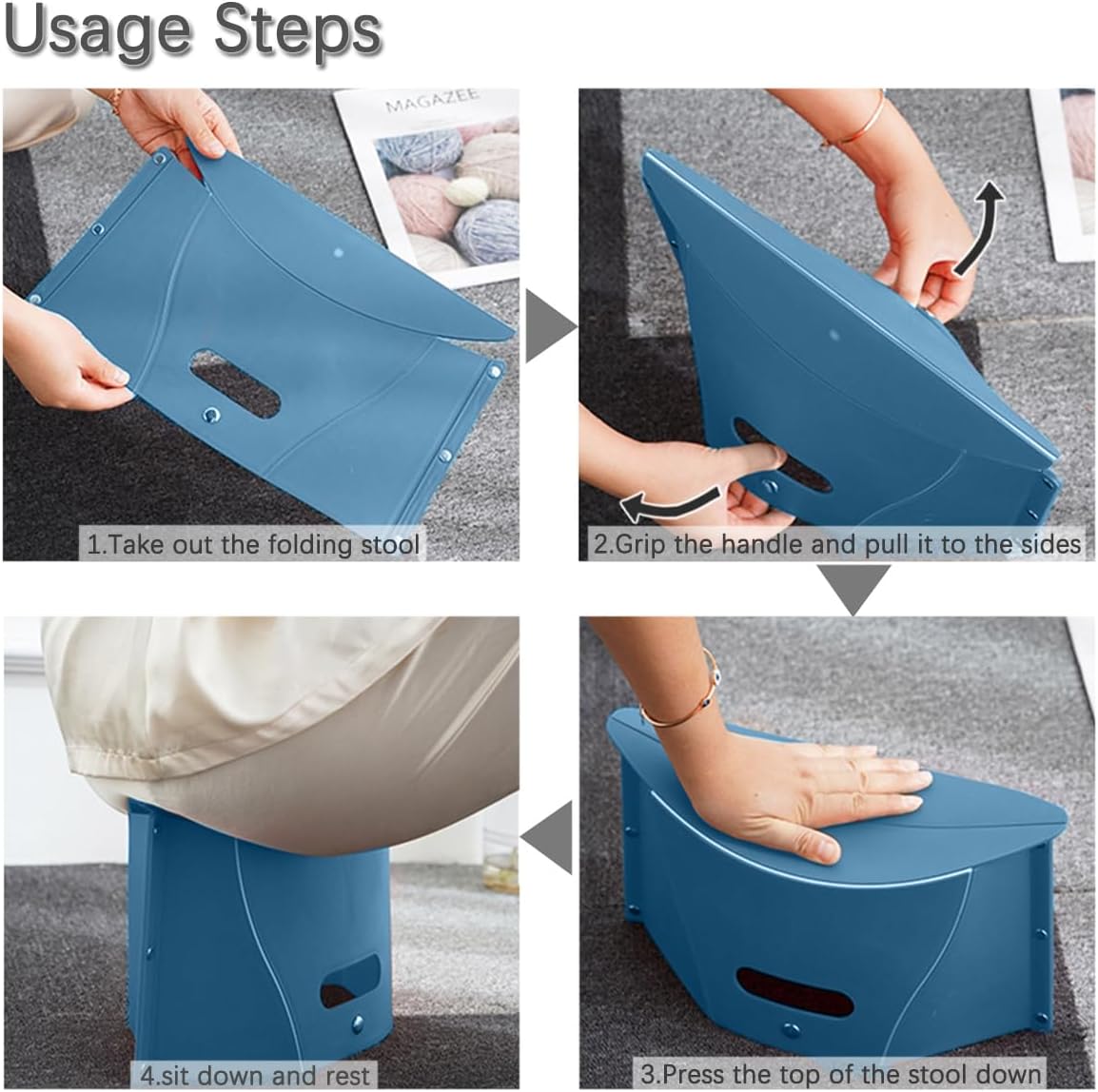 Mini Portable Folding Stool, Foldable Camping Hiking Stool, 2 in 1 Lightweight Travel Chair Storage Basket for Children & Adults for Travel Gathering BBQ Subway Backpacking Fishing
