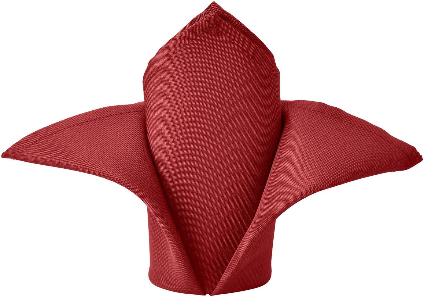 Remedios Red Polyester Cloth Napkins - 17 x 17 Inch Soft Washable Dinner Napkins - Set of 12 Pieces Hemmed Edges Table Napkins for Wedding, Party, Restaurant