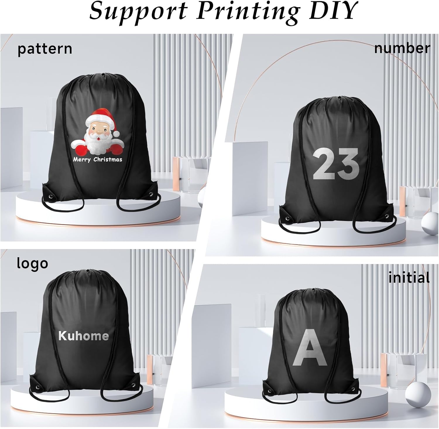 120Pcs Black Drawstring Backpacks Bulk String Bag Cinch Sack Pack Storage Knapsack Polyester Gift Bags Sports Drawstring Bags for Trip Party Gym Bags - Image 4