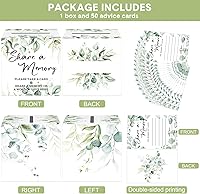 Vista 3 de Pajean 50 tarjetas de memoria Greenery Share a Memory para colecciones de vida, tarjetas de memoria, ideas de invitados para funeral, graduación