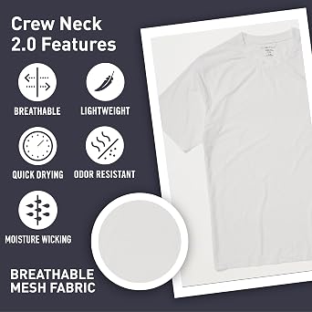 ExOfficio Men's Give-N-Go 2.0 Crew Neck - Breathable Durable Easy Care Travel Undershirt