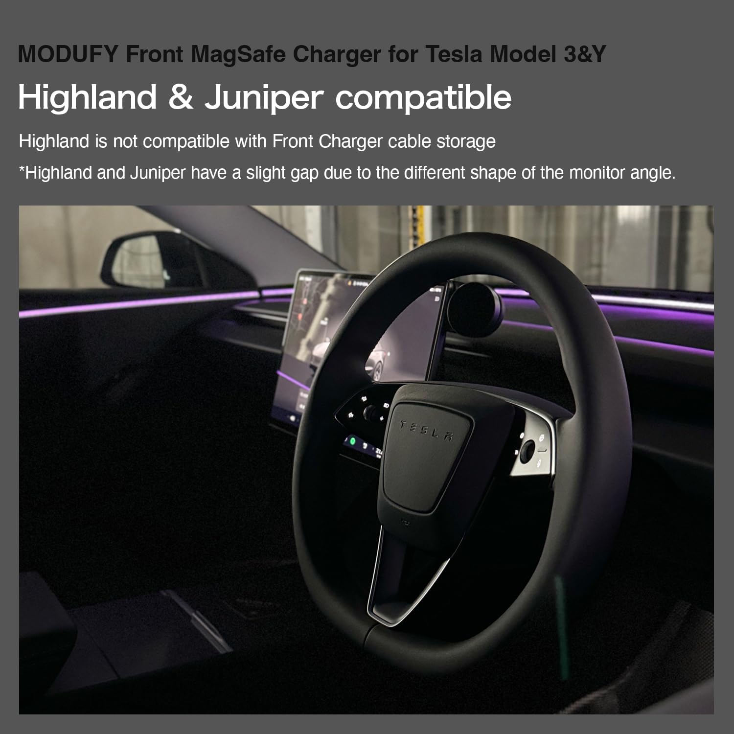 Front MagSafe Charger for Tesla Model 3 & Model Y Tesla Phone Holder Car Mount 15W Magnetic Fast Charging Wireless Left Handle